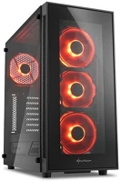 Sharkoon 4044951020560 Számítógépház - tg5 glass red (fekete; üveg oldal; alsó táp; atx; 4x120mm vörös led; 2xusb3.0; i/o) kép