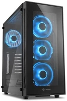 Sharkoon 4044951020584 Számítógépház - tg5 glass blue (fekete; üveg oldal; alsó táp; atx; 4x120mm kék led; 2xusb3.0; i/o) kép