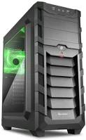 Sharkoon 4044951021277 Számítógépház - sgc1 window green (fekete; alsó táp; atx,matx; mitx; 2xusb3.0; i/o; 2x120mm ventillátor) kép