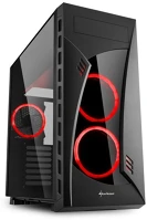 Sharkoon LED; 2XUSB3.0+2XUSB2.0; I/O számítógépház - night shark red (fekete; alsó táp; atx,matx; mitx; 3x120mm vörös ) kép