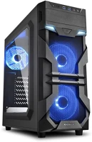 Sharkoon VG7-W BLUE Sharkoon Számítógépház - VG7-W Blue (fekete; ATX,mATX; alsó táp; Kék led 3x120mm v.; 2xUSB3.0, I/O) kép