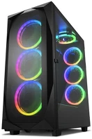 Sharkoon REV 300 RGB Sharkoon Számítógépház - REV 300 RGB (fekete; E-ATX,ATX; alsó táp; 7x120mm; 2xUSB3.0, 2xUSB2.0, 1xUSB Type-C; I/O) kép