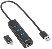 Sharkoon 4044951037575 3-port aluminium hub 1gb/s usb-c hálózati adapter kép