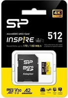 Silicon power SP512GBSTXLA2V1NSP uhs-1 class10 u3 v30 a2 vízálló ütésálló microsdxc memóriakártya kép