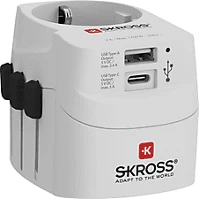 Skross 1A USB ÉS pro light világutazó hálózati csatl. átalakító ,földelt, és usb töltő  1c usb bemenettel kép