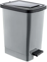 Slim S110X38 Műanyag pedálos szemetes, ezüst/szürke, belső vödörrel 15l kép