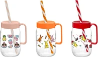 Solmazer 111761-300 Iris mintás bögre szívószállal 370ml, gyümölcs, nyuszi vagy kép