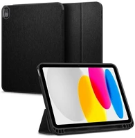 Spigen ACS05306 SPIGEN URBAN FIT tok álló (FLIP, oldalra nyíló, TRIFOLD asztali tartó funkció, Apple Pencil tartó, textil minta) FEKETE Apple IPAD 10.9 (2022) kép