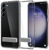 Spigen acs05671 SPIGEN ULTRA HYBRID S műanyag telefonvédő (közepesen ütésálló, szilikon légpárnás keret, kitámasztó) ÁTLÁTSZÓ - Samsung Galaxy S23 Plus