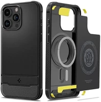 Spigen ACS06561 rugged armor szilikon telefonvédő ütésállóság, magsafe, fekete kép