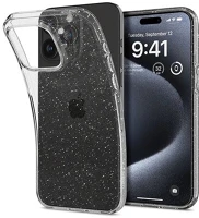 Spigen acs06701 SPIGEN LIQUID CRYSTAL GLITTER szilikon telefonvédő (közepesen ütésálló, légpárnás sarok, csillámporos) ÁTLÁTSZÓ - Apple iPhone 15 Pro