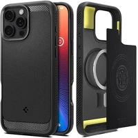 Spigen ACS07986 rugged armor szilikon telefonvédő ütésállóság, magsafe, fekete kép