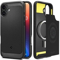 Spigen ACS08087 rugged armor szilikon telefonvédő ütésállóság, magsafe, fekete kép