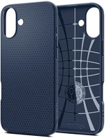 Spigen ACS08195 Iphone 16 5g  liquid air szilikon telefonvédő ütésállóság, rombusz, sötétkék kép