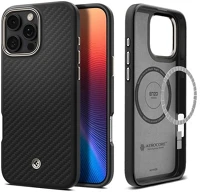 Spigen ACS08508 Iphone 16 pro 5g  enzo aramid telefonvédő magsafe, karbon minta, fekete kép