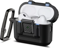 Spigen ACS09825 Lock fit apple airpods pro 3 fülhallgató tok, karabinerrel, matt fekete kép