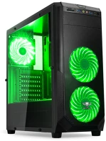 Spirit of gamer 8618B30GN Számítógépház - rogue 1 green (fekete, ablakos, 3x12cm ventilátor, atx, matx, 2xusb3.0, 1xusb2.0) kép