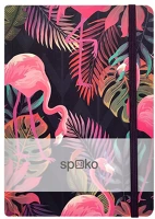 Spoko S081511203 Jegyzetfüzet  a/5 96 lapos gumis keményfedelű vonalas flamingó kép