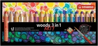 Stabilo 07.01986 Színes ceruza  woody 3in1 hengeres vastag 18 darabos+hegyező+ecset kép