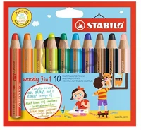 Stabilo 880/10 Színes ceruza  woody 3in1 hengeres vastag 10db-os készlet kép
