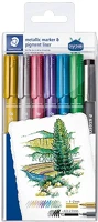 Staedtler 8323-SWP6P Művészeti marker  design journey metálszínű 6 db-os klt. + fekete tusfilc kép
