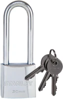 Stanley S742-015 Krómozott, tömör sárgaréz lakat, 30 mm, 3 kulcsos, hosszú kengyellel kép