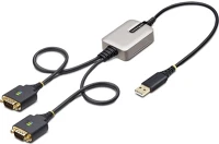 Startech 2P1FFC-USB-SERIAL Usb-a 2.0 -> 2db serial rs-232 db9 m/m adatkábel 0.6m fekete-szürke kép