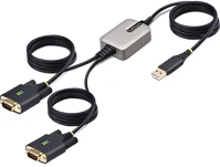 Startech 2P6FFC-USB-SERIAL Usb-a 2.0 -> 2db serial rs-232 db9 m/m adatkábel 4m fekete-szürke kép