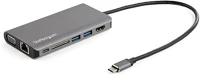 Startech DKT30CHVAUSP Usb-c / thunderbolt -> hdmi 1.4 3db usb-a 3.0 gigabit lan vga m/f adapter 0.25m szürke 100w pd kép