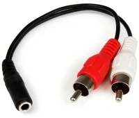 Startech MUFMRCA 3.5mm jack anya - 2x rca apa kábel 0.15m - fekete kép