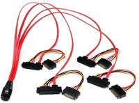 Startech SAS808782P50 Sas mini sff-8087 -> 4db sas sff 8482 4db sata power 15pin m/f adatkábel 0.5m kép