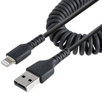 Startech.com RUSB2ALT1MBC Usb-a - lightning spirál adat- és töltőkábel 1m fekete kép