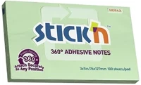 Stickn 03.00496 Öntapadós jegyzettömb stick`n 76x127mm 360°-ban tapadó zöld 100 lap kép