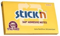 Stickn COR_SN21555 Öntapadó jegyzettömb, 76x127 mm, 100 lap,  „360°, sárga kép