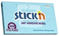 Stickn COR_SN21557 Öntapadó jegyzettömb, 76x127 mm, 100 lap,  „360°”, kék kép
