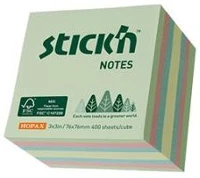 Stickn COR_SN21891 Öntapadó kockatömb, 76x76mm, 400 lap, erdő színei pasztell mix kép