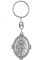 St.ita. WS_P4OV47A Kulcstartó - szent kristóf - ovális, ezüst színű - 9,5 cm kép