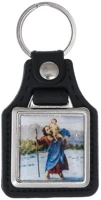 St.ita. WS_ZB003 Szent kristóf műbőr kulcstartó, emblémával 8 cm kép