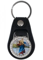 St.ita. WS_ZB004 Szent kristóf műbőr kulcstartó, emblémával 7 cm kép