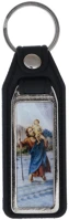 St.ita. WS_ZB005 Szent kristóf műbőr kulcstartó, emblémával 10 cm kép