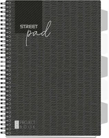 Street 01.02937 Spirálfüzet vonalas  pad a/4 100 lapos regiszteres fekete kép