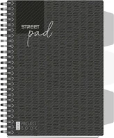 Street 01.02939 Spirálfüzet vonalas  pad a/5 100 lapos regiszteres fekete kép