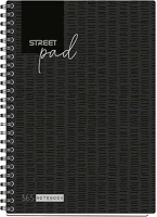Street 01.02943 Spirálfüzet vonalas  pad a/5 100 lapos fekete kép