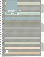 Street 01.02962 Spirálfüzet kockás  pad a/4 100 lapos regiszteres sötét csíkos kép