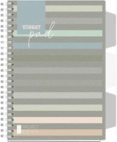 Street 01.02964 Spirálfüzet kockás  pad a/5 100 lapos regiszteres sötét csíkos kép