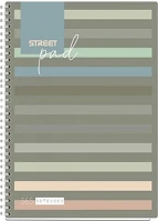 Street 01.02966 Spirálfüzet kockás  pad a/4 100 lapos sötét csíkos kép