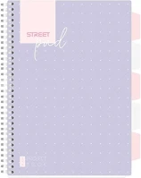 Street 01.02977 Spirálfüzet vonalas  pad a/4 100 lapos regiszteres lila pöttyös kép
