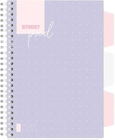 Street 01.02980 Spirálfüzet kockás  pad a/5 100 lapos regiszteres lila pöttyös kép