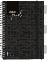 Street 01.04298 Spirálfüzet vonalas  pad a/4 100 lapos regiszteres fekete kép