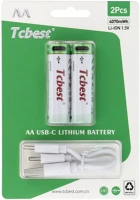 Tcbest 1100 MAH usb-c csatlakozóval és töltőkábellel (2db) kép